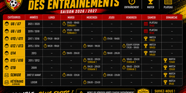🗓️ Planning & Horaires